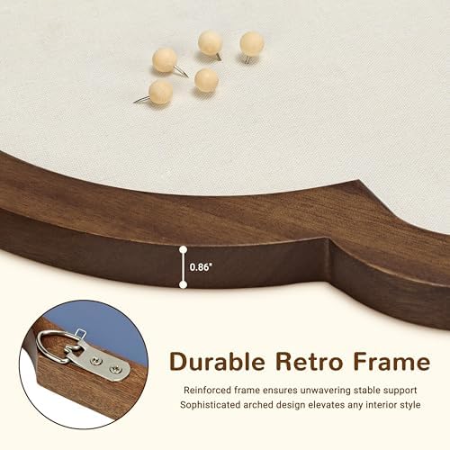 Arch Fabric Cork Board with Brown Frame, 20x30 in - Image 3