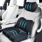 FLORICH 3 PCS Seat Cushion for Carseat Lumbar Support Pillow Car Neck Headrest Pillows Memory Foam Gel Memory Foam Massage Point Seat Pads Pressure Relief Back Cushion for Office Chair(Black) by FLORICH