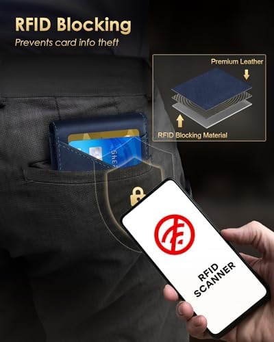 QLD 2026 Wallet for Men - RFID Blocking Slim Minimalist Wallet, Navy - Image 4