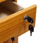 4 Drawers Wooden Desktop Storage Box W/Lockable Drawers,16 In H Office Supplies File Organizer, Flat File Cabinet,Wood Rail & Curved Handle For Dresser Tabletop. (Wood Yellow) - Image 7