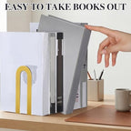 Chunful 12 Pcs Gold Modern Metal Book Ends for Shelves Decorative Small Bookends Book Shelf Organizer Minimalist Design Stopper to Hold Books for Office (Round) - Image 2