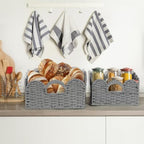 Storage Baskets for Shelves Scalloped Desk Organizer Paper Rope Bin Grey - Image 5