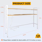38.5" Desk Shelf with Outlets, 2-Tier Adjustable Multipurpose Engineered Wood Organizer Desk Hutch, Office Storage Rack, Desktop Shelf Organizer for Dorm,Office Home(Nature) - Image 3