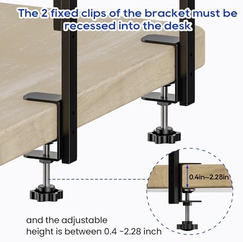 Clamp On Desk Shelf 2-Tier, 16.5 in Wood Shelving Unit for Office Desk/Gaming Accessories, Tabletop Book Storage Rack, Shelf for Top of Desk, Black - Image 6