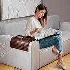 Bestjing 2 Pack Couch Armrest Table with Cup Holder Tray (Walnut) - Image 6