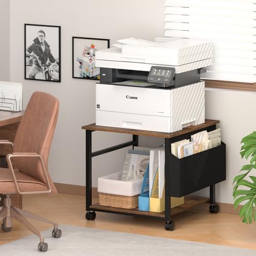 Lerliuo Brown Large Printer Stand with Storage - Image 4