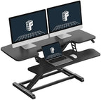 FLEXISPOT Standing Desk Converter 42", Extra Large Ergonomic Height Adjustable Sit Stand Desk Riser, Spacious Computer Workstation with Wide Keyboard Tray, Black by Unknown