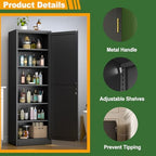 Ckzbx Metal Locker Tall Narrow Storage Cabinet, 67" H Locking Tool File Cabinets Snack Locker Organizer for School Classroom,Bedroom,Gym Home Office,Entryway and Hallway (20" W 1Door Black) - Image 4