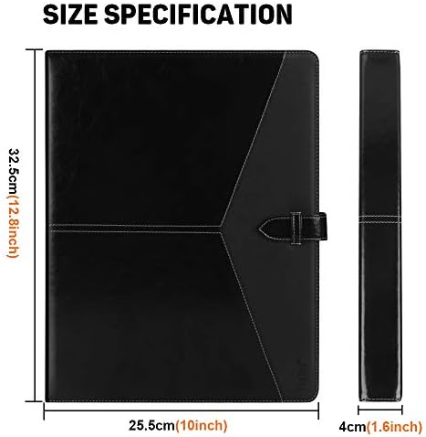 Toplive Padfolio 3 Ring Binder Organizer Business Portfolio Folder for Women, A4/ Letter Size PU Leather Professional Portfolio Padfolio for Interview Conference Presentation, Black - Image 3
