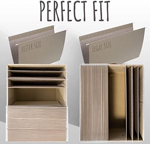 Decorative File Organizer Box Set of 2 - Collapsible Linen Filing Cabinets - Image 5