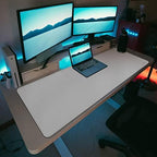 Vyaaa 55"x24"PU Leather Desk Mat, Large Desk Pad & Mouse Pad, Waterproof Office Desk Mat for Home Office, Gaming, Writing,Computer Desk Protector (Light Gray) - Image 3