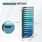 15 Tier Wall File Organizer - Hanging File Organizer with 5 Hooks, Mail Holder Wall Mounted for Papers, Folders, Magazines, Bills, Office&School Organization, Black - Image 2