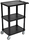 Pearington 3-Tier Compact Multi-Purpose Plastic Utility Cart with Lockable Wheels up to 300LBS, Black by Pearington