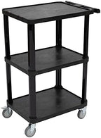 Pearington 3-Tier Compact Multi-Purpose Plastic Utility Cart with Lockable Wheels up to 300LBS, Black by Pearington