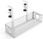 Under Desk Cable Management Tray, 2026 New Adjustable No Drill Cord Organizer with Clamp, Premium Cable Management Box for Home Office Standing Desk Wire Management (White b) by AIIONP