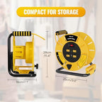 Extension Cord Storage Reel with 4-Grounded Outlet & 2 USB Port, 15A Circuit Breaker, Heavy Duty Open Cord Reel for 12/3,14/3 Gauge Power Cord, Hand Wind Retractable,ETL Listed Yellow Y85CR06 - Image 2