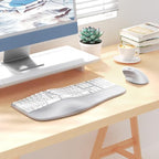 MEETION Ergonomic Keyboard Mouse Combo, Split Design Vertical Mouse Gray - Image 7