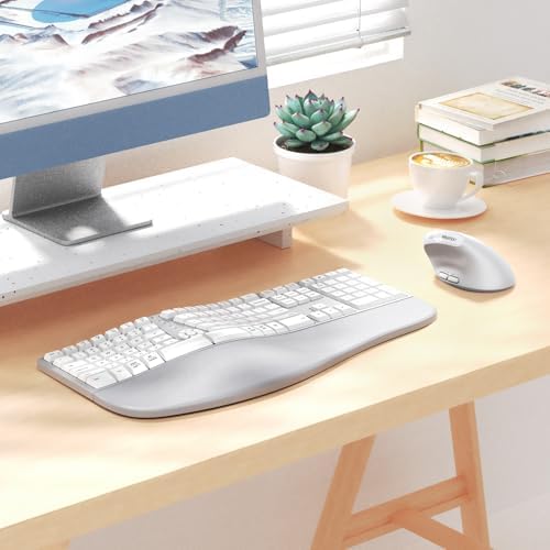 MEETION Ergonomic Keyboard Mouse Combo, Split Design Vertical Mouse Gray - Image 7