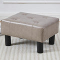 Small Foot Stool Ottoman, Faux Leather Footstool Ottoman Foot Rest for Couch, Rectangle Footstools and Ottomans Small for Living Room, Entryway and Bedroom (Gray) by FIMIVIBI