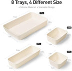 ISSEVE 8Pcs Silicone Drawer Organizer Trays for Bathroom, 4 Sizes, White - Image 2