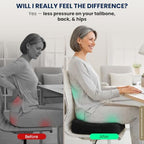 5 STARS UNITED Seat Cushion - Memory Foam Chair Cushion for Tailbone Pain Relief - Ergonomic Support for Coccyx, Sciatica & Butt - Office, Desk & Gaming Chair, Car Seat, Wheelchair, Airplane, Black - Image 7