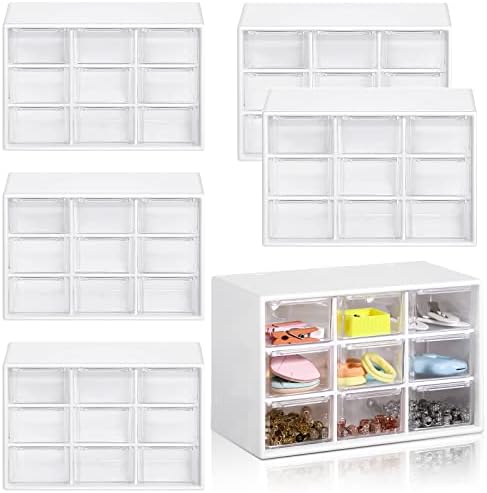 Amyhill 6 Pcs Mini Drawer Organizer Small Organizer with 9 Drawers Plastic Desktop Craft Storage Box for Office Home Room Jewelry Cosmetics Collection(White) by Amyhill