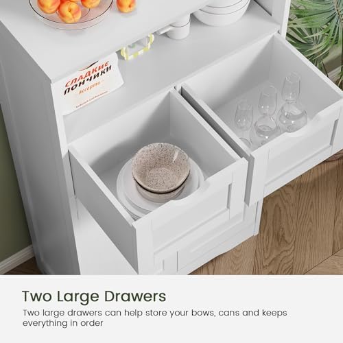 Iwell Bathroom Storage Cabinet with 2 Drawers, Small Kitchen Pantry Cabinet - Image 7
