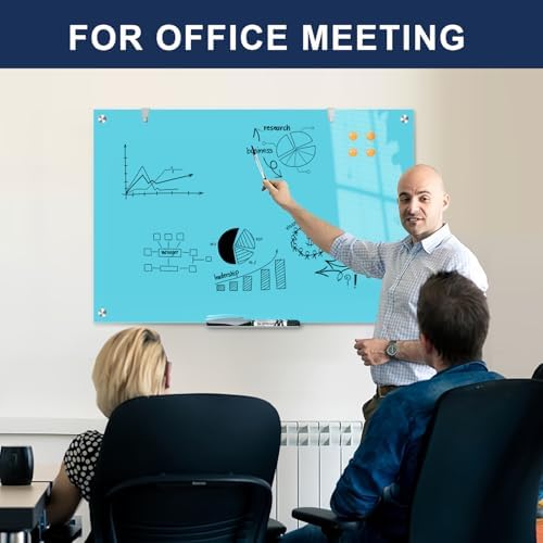 TSJ OFFICE White Board for Wall - 36" x 24" Blue Glass Board 3 X 2 FT - Image 6