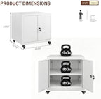 23.6" H Locking Printer Stand with Storage Cabinet & Wheels - Image 2