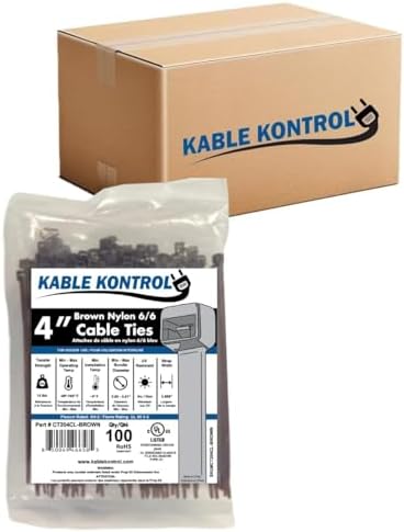 Kable Kontrol Cable Zip Ties, 4 Inch, 40000 Pcs, 18lbs Test, Brown by KABLEKONTROL%C2%AE