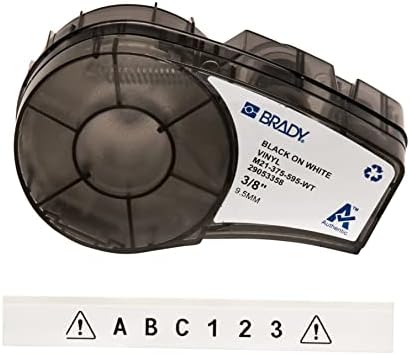 Brady Authentic (M21-375-595-WT) All-Weather Vinyl Label for Indoor/Outdoor ID, Lab and Equipment Labeling, Black on White- For M210, M210-LAB, M211, BMP21-PLUS and BMP21-LAB Printers, .375" 21' L by BradyCorp