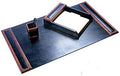 Dacasso Walnut and Leather Desk Set, 3-Piece by Dacasso