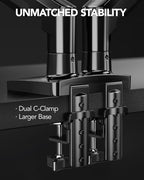HUANUO Dual Monitor Stand, Fully Adjustable Gaming Monitor Desk Mount for 13–27″ Computer Screens, Full Motion VESA 75x75/100x100 with C-Clamp & Grommet Base, Each Arm Holds 4.4 to 19.8 lbs - Image 4