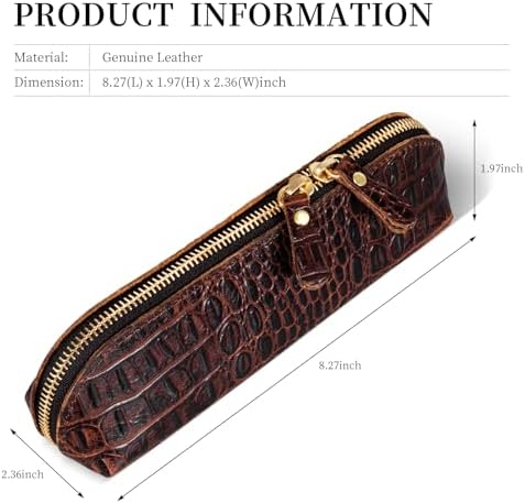 Gexmil Genuine Leather Pen Case, Hand-made Stationery Bag for Work Office - Image 3