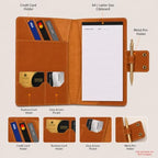 Personalized Leather Portfolio Organizer for Men Women Professional Padfolio A5 Binder Resume Document Holder Refillable Writing Journal Binder for Business Meetings Travel (Tan) - Image 2