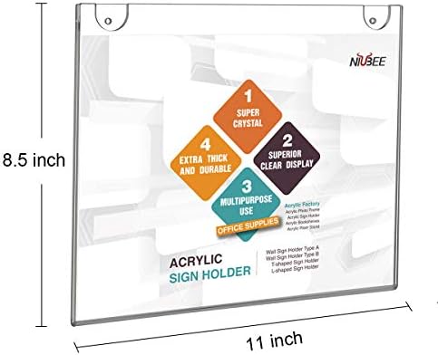 NIUBEE 24-Packs Acrylic Wall Sign Holder 8.5x11 Horizontal, Clear Plastic Picture Frames , Wall Mounted Design. - Image 2