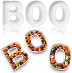 SiliFine 3 Pcs Boo Letter Charcuterie Boards Halloween Ceramics Fillable Letters Box Small White Boo Reusable Alphabet Food Serving Tray Platter for Candy Gift Halloween Party Decoration by SiliFine