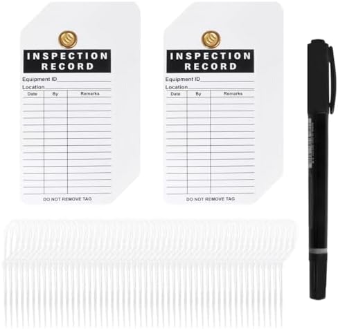 Lionshop Inspection Record Tag, Durable 30 mil UV/Paper Material w/Zip Ties for Scaffolds, Ladders, Fire Extinguisher, Machinery, Hazards, Inventory, Out of Service, 5.75"x 3", Pack of 50 by Lionshop