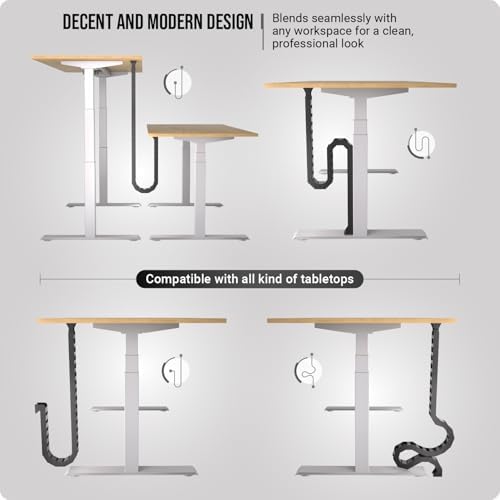 Ultimate Setup Under Desk Cable Management Vertebrae - Perfect for Sit Stand Desk - Wire Management - Adjustable Length - Flexible Cable Spine - Black, 133 cm - Image 4