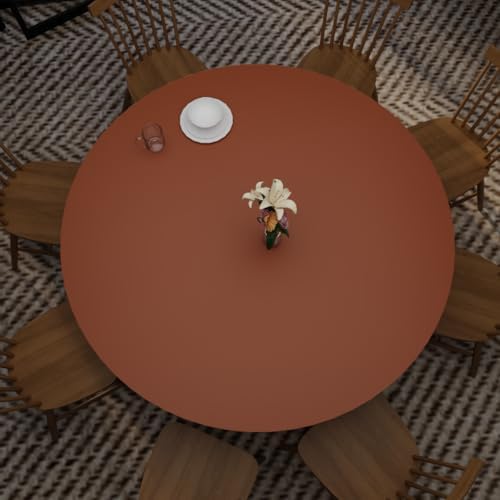 Round Table Cover - Can Be Used On Both Sides Waterproof and Easy to Clean Good Flatness Used for Dining Table(Brown+Gray Dia.48Inch) by Zinkooat