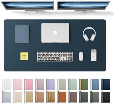 YSAGi Leather Desk Protector, Office Mat, Large Mouse Mat, Non-Slip PU Leather Blotter, Laptop Pad, Waterproof Writing Pad for Office and Home (Dark Blue, 47.2" x 23.6") by YSAGi