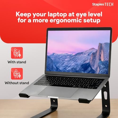 Staples TECH Aluminum Laptop Stand, Black, 11.2x10.2 Inch - Image 4
