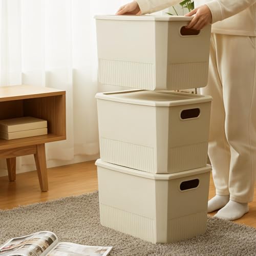 ANMINY Plastic Storage Bins Baskets with Lids, 12-Pack, 2XL+4L+2M+4S - Image 7