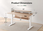 CubiCubi One-Piece Standing Desk 55x24 with Under Shelf, Light Walnut - Image 3