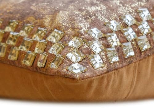 The HomeCentric Pack of 2 Decorative Oblong Pillow Cover Gold, 12"x16" Velvet Gold Foil Textured, Crystal Embroidery Cushion Covers for Sofa, Couch, Bed & Patio, Abstarct Modern- Crystal Antique - Image 2