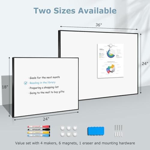 Large Magnetic Whiteboard, 36" x 24" Dry Erase White Board for Wall - Image 6