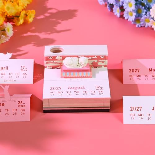 2027 3D Paper Carving Desk Calendar With LED Light - Image 2