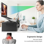 AFOOYO Adjustable Wood Laptop Stand, Ergonomic Height & Angle Computer Riser with Pen Holder – Compatible with MacBook Air/Pro, Dell, HP, Lenovo & 10-17.3" Notebooks – Black - Image 5
