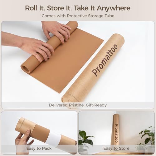 1.6mm Thick Leather 12x48 Inch Non-Slip Mat, Waterproof Countertop Protector, Kitchen Appliance Runner/Narrow Console Topper, Caramel Brown - Image 3