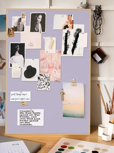 Fabric Bulletin Board 40x30 inches, Golden Aluminum Framed Wall Pin Board - Image 5
